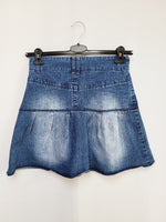 Load image into Gallery viewer, Vintage Y2K 00s blue denim pleated mini skirt
