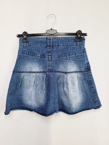 Vintage Y2K 00s blue denim pleated mini skirt