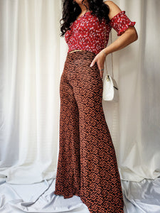 Vintage Y2K 00s geometric print stretch flare pants