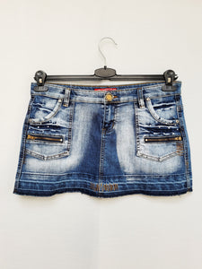 Vintage Y2K 00s blue stonewashed denim mini skirt