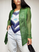 Load image into Gallery viewer, Vintage 90s green sheer knit one button cardigan top
