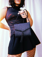 Load image into Gallery viewer, Vintage 90s black mini square cross body envelope bag
