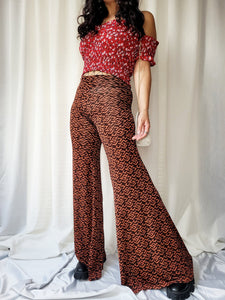 Vintage Y2K 00s geometric print stretch flare pants