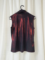 Load image into Gallery viewer, Vintage 90s shimmer red &amp; black turtleneck tank blouse top
