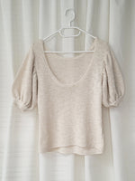 Load image into Gallery viewer, Vintage Y2K 00s cream knitted short puff sleeve top
