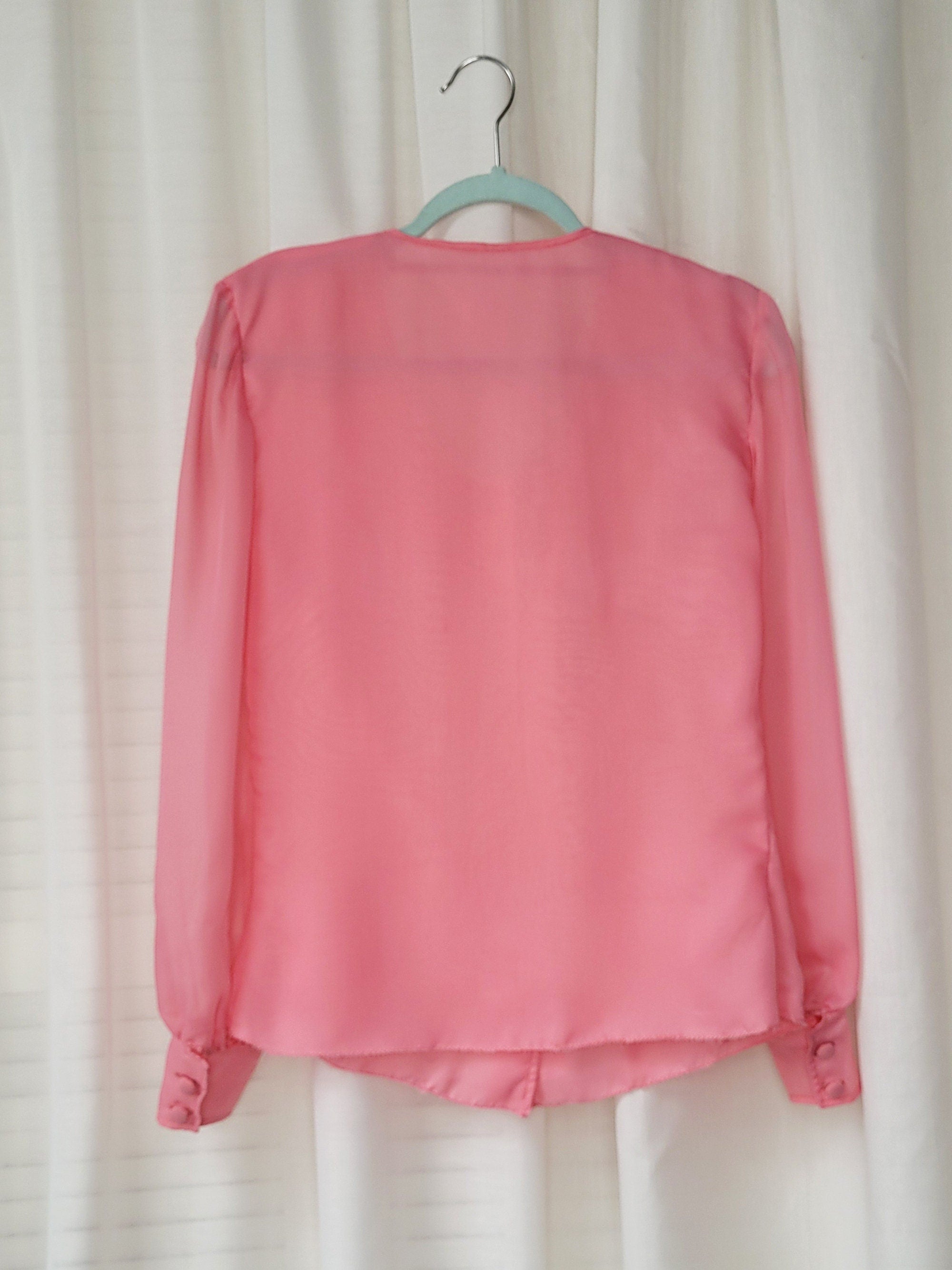 Vintage 70s pink handmade balloon sleeve blouse top