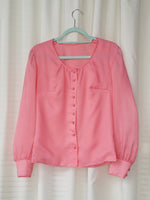 Load image into Gallery viewer, Vintage 70s pink handmade balloon sleeve blouse top
