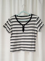 Load image into Gallery viewer, Vintage 90s striped ribbed knit short sleeve top
