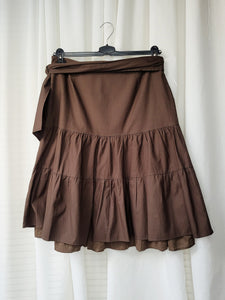 Vintage Y2K 00s brown applique midi peasant skirt