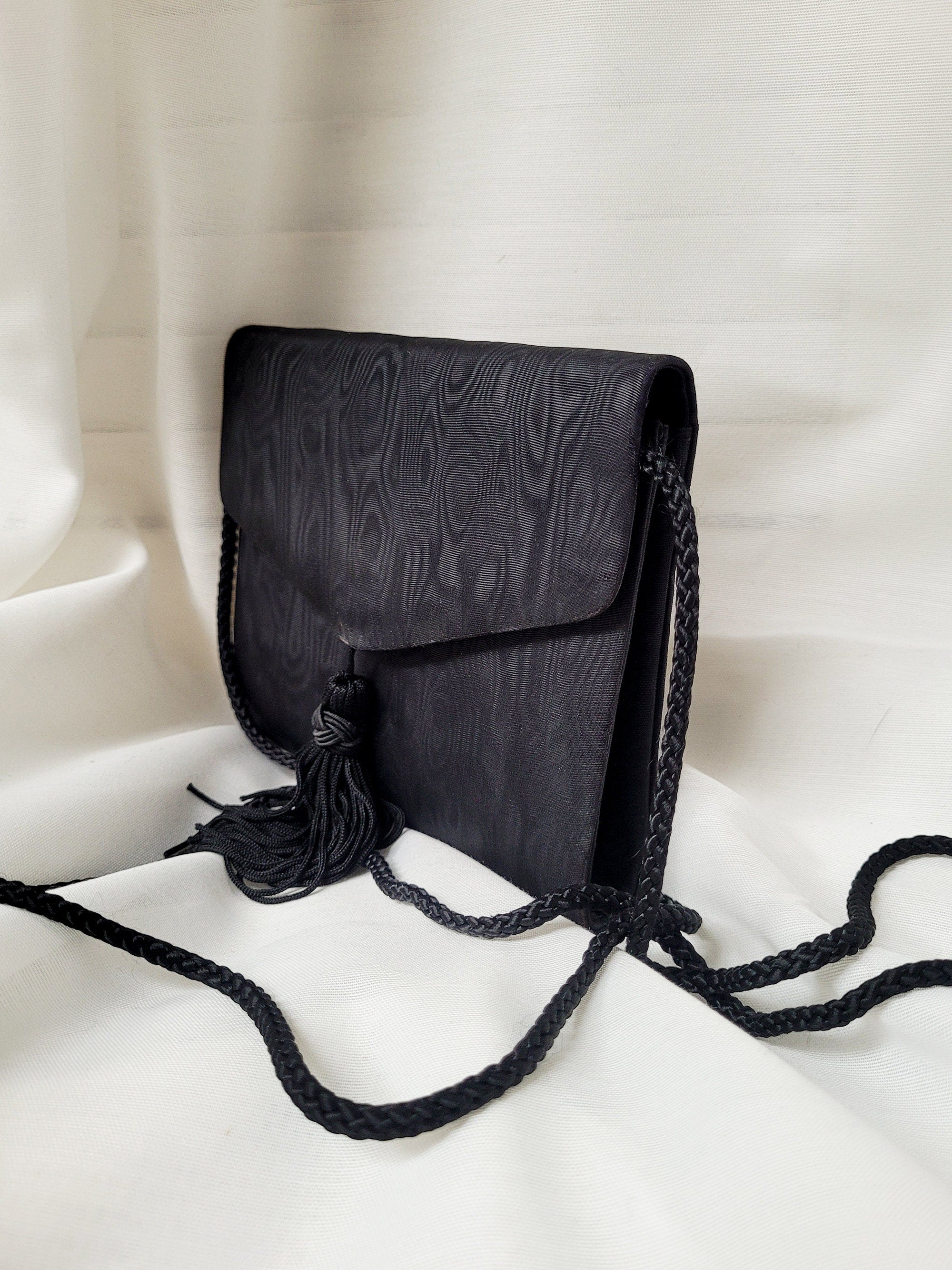 Vintage 90s black mini square cross body envelope bag