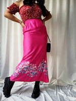 Load image into Gallery viewer, Vintage 90s pink floral handmade maxi skirt
