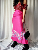 Load image into Gallery viewer, Vintage 90s pink floral handmade maxi skirt
