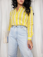 Load image into Gallery viewer, Vintage 90s colorful yellow striped minimalist shirt top
