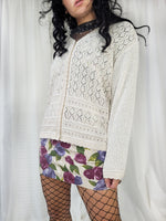 Load image into Gallery viewer, Vintage 90s cream knit patterned button down cardigan top
