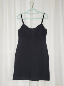 Vintage 90s black embroidered spaghetti straps mini dress