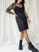 Load image into Gallery viewer, Vintage 90s black embroidered spaghetti straps mini dress
