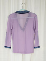 Load image into Gallery viewer, Vintage Y2K 00s mesh lilac denim collar blouse top
