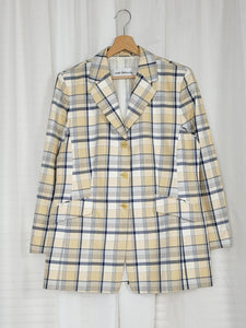 Vintage 90s beige checked oversized blazer jacket