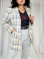 Load image into Gallery viewer, Vintage 90s beige checked oversized blazer jacket
