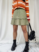 Load image into Gallery viewer, Vintage 00s Y2K khaki green broomstick mini skirt
