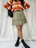 Load image into Gallery viewer, Vintage 00s Y2K khaki green broomstick mini skirt
