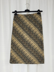 Vintage 90s brown snake print midi pencil skirt