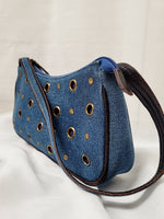 Load image into Gallery viewer, Vintage 00s denim jeans metal holes shoulder bag
