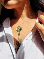 Load image into Gallery viewer, Dried flower resin round pendant necklace with silver chain,   RN1
