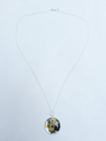 Load image into Gallery viewer, Dried flower resin round pendant necklace with silver chain,   RN1
