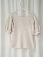 Load image into Gallery viewer, Vintage Y2K 00s cream knitted short puff sleeve top
