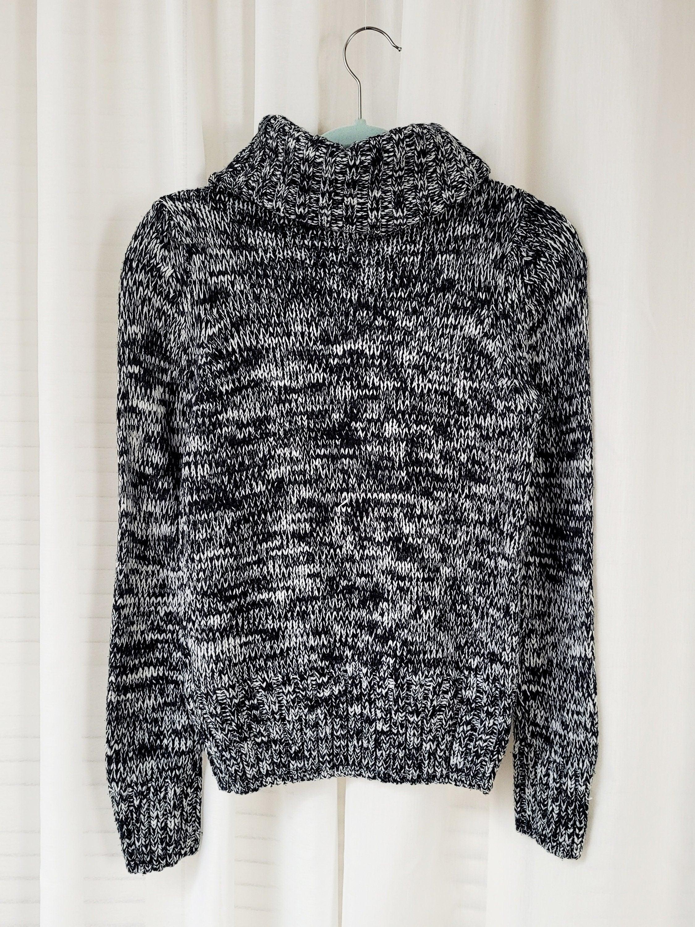 Vintage 00s jazzy knit monochrome rollneck jumper top