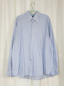Vintage 90s blue striped minimalist menswear XXXL shirt