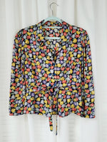Load image into Gallery viewer, Vintage 90s handmade smart tulip print peplum belted blouse
