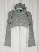 Load image into Gallery viewer, Vintage 00s Y2K grey cropped hooded flare sleeve sweater
