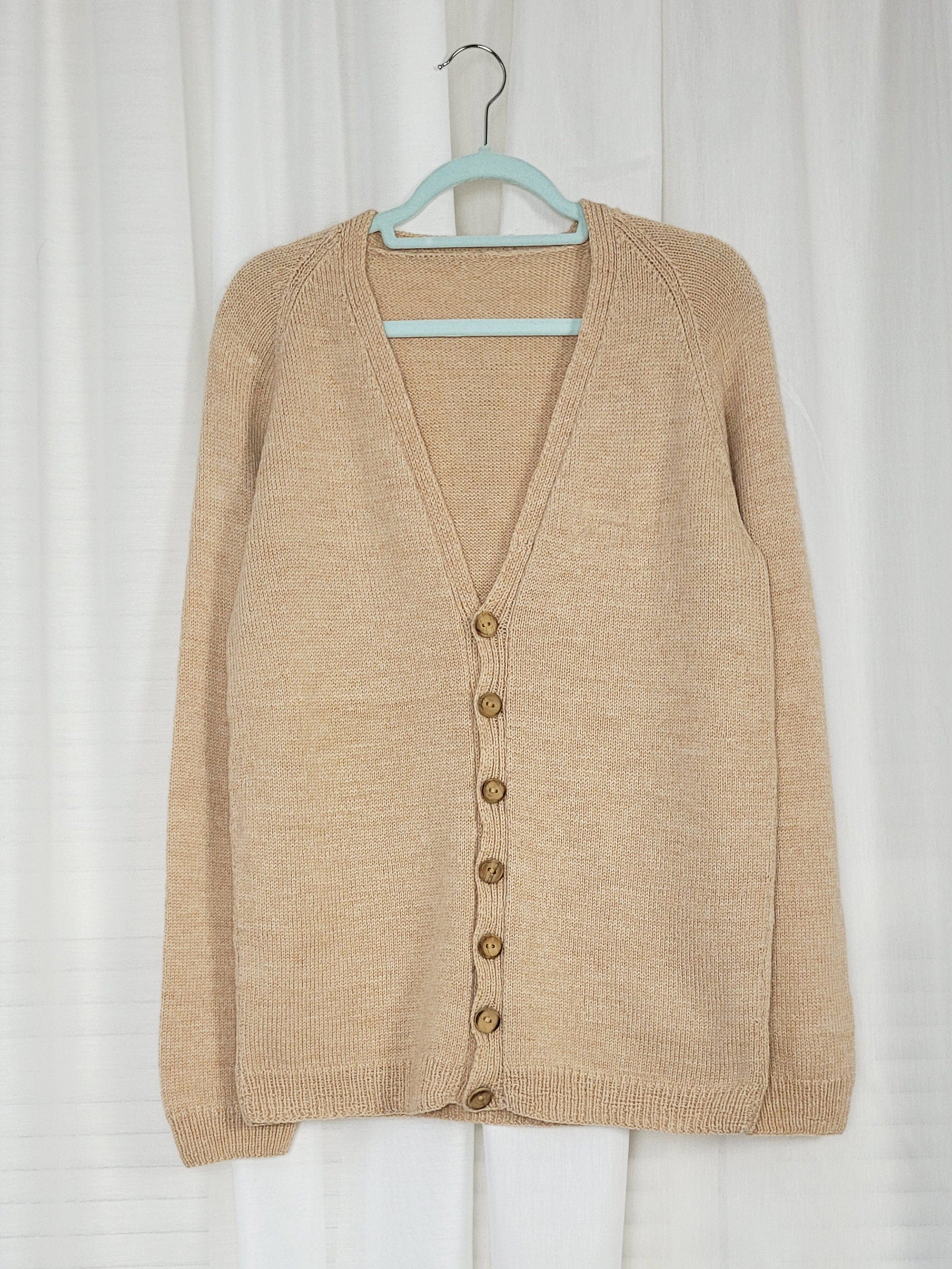 Vintage 90s handmade brown knit buttons down long cardigan