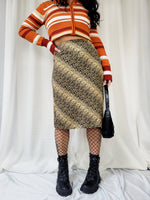 Load image into Gallery viewer, Vintage 90s brown snake print midi pencil skirt
