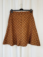 Load image into Gallery viewer, Vintage 90s brown geometric print midi A line skirt
