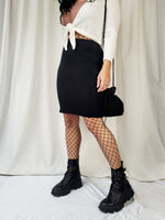 Load image into Gallery viewer, Vintage 90s black ribbed knit mini skirt
