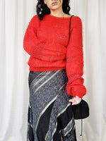 Load image into Gallery viewer, Vintage 90s handmade fluffy knit red jumper
