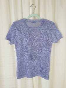 Retro 90s minimalist lilac cable knitted short sleeve top