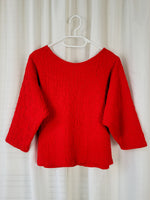 Load image into Gallery viewer, Vintage 90s red corrugated half sleeve minimalist top
