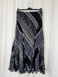 Vintage 90s black & grey abstract print Grunge maxi skirt