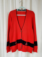 Load image into Gallery viewer, Vintage 90s red nautical long buttons down cardigan
