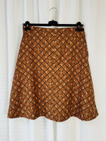 Load image into Gallery viewer, Vintage 90s brown geometric print midi A line skirt
