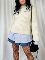 Load image into Gallery viewer, Vintage 80s cream handmade chunky knitted jumper top
