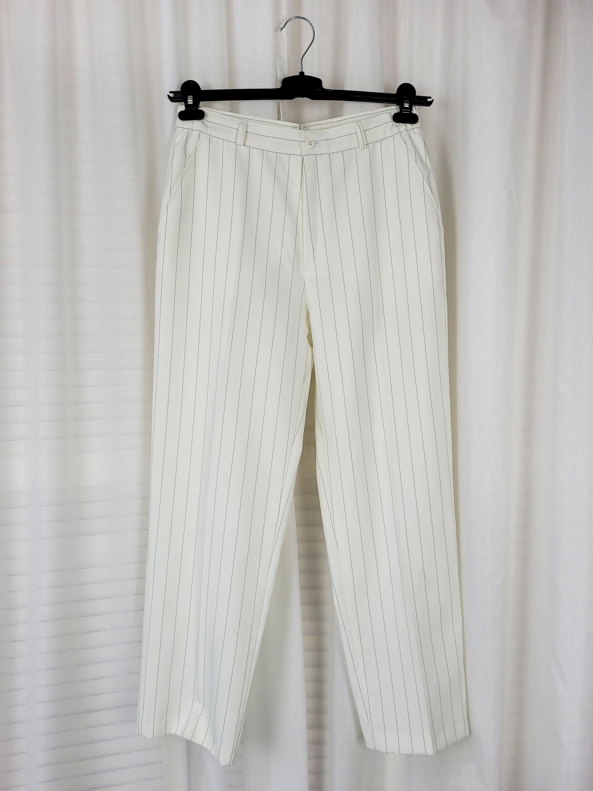 Vintage 90s white striped high waist smart formal pants