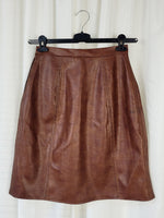 Load image into Gallery viewer, Vintage 90s brown faux leather midi A line skirt
