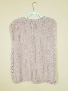 Retro 90s minimalist lilac pink cable knitted vest jumper