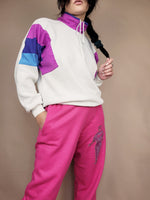 Load image into Gallery viewer, Vintage 90s knit &amp; eggshell combo quarter zip sweatshirt
