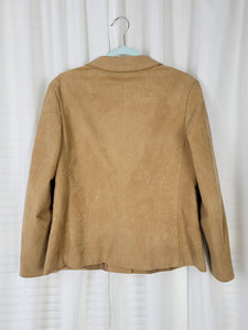 Vintage 90s camel brown faux suede buttons down jacket